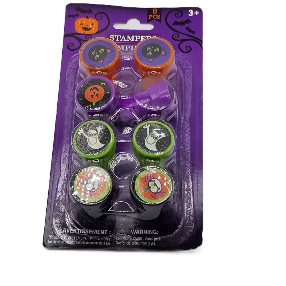 Halloween Stampers 8 Piece Kids Craft Party Favor Pumpkin Ghost Cat Spider